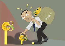 man with debt bag